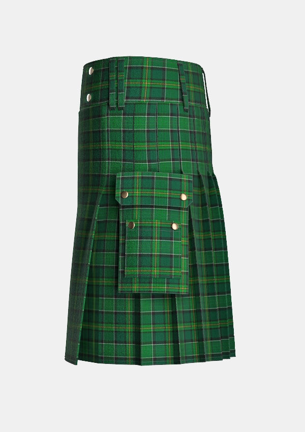 Utility_Hanly_Tartan_10027_kilt_left_image_with_pleated_design_and_adjustable_buckles_for_men