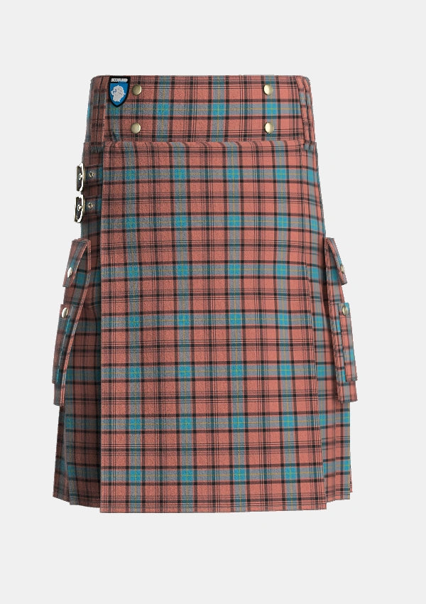 Utility_Hannay_Dress_Tartan_6129_kilt_front_image_with_pleated_design_and_adjustable_buckles_for_men