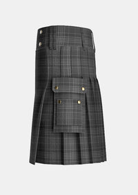Utility_Hebridean_Cairn_Tartan_6822_kilt_left_image_with_pleated_design_and_adjustable_buckles_for_men