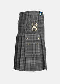 Utility_Hebridean_Granite_tartan_6821_kilt_right_image_with_pleated_design_and_adjustable_buckles_for_men
