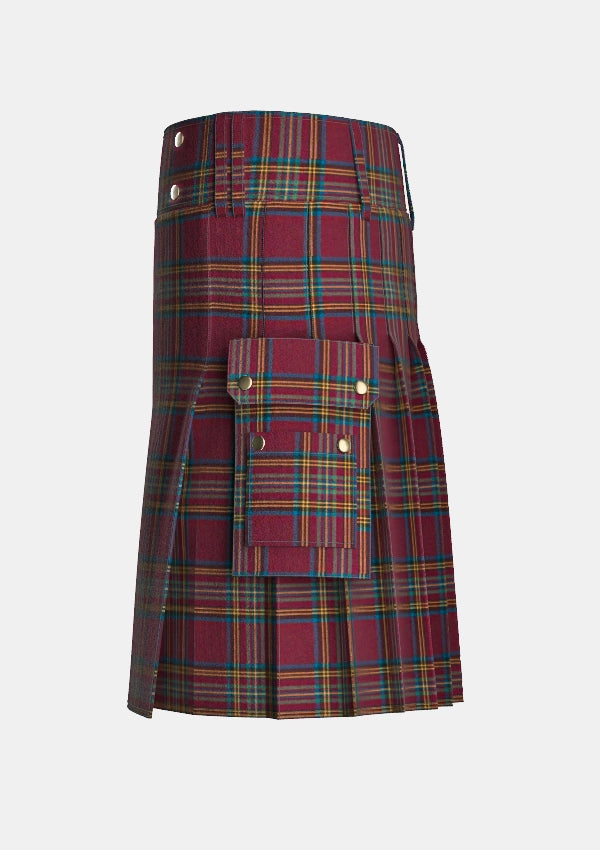 Utility_Hepburn_tartan_1381_kilt_left_image_with_pleated_design_and_adjustable_buckles_for_men