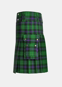 Utility_Hibernian_Football_Club_Tartan_2559_kilt_left_image_with_pleated_design_and_adjustable_buckles_for_men