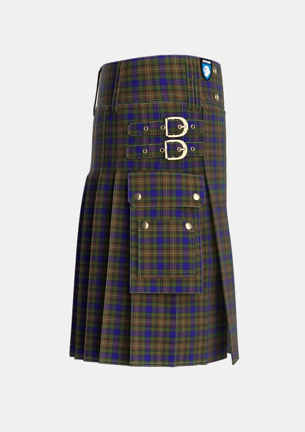 Utility_Highfield_Hunting_Tartan_4182_kilt_right_image_with_pleated_design_and_adjustable_buckles_for_men