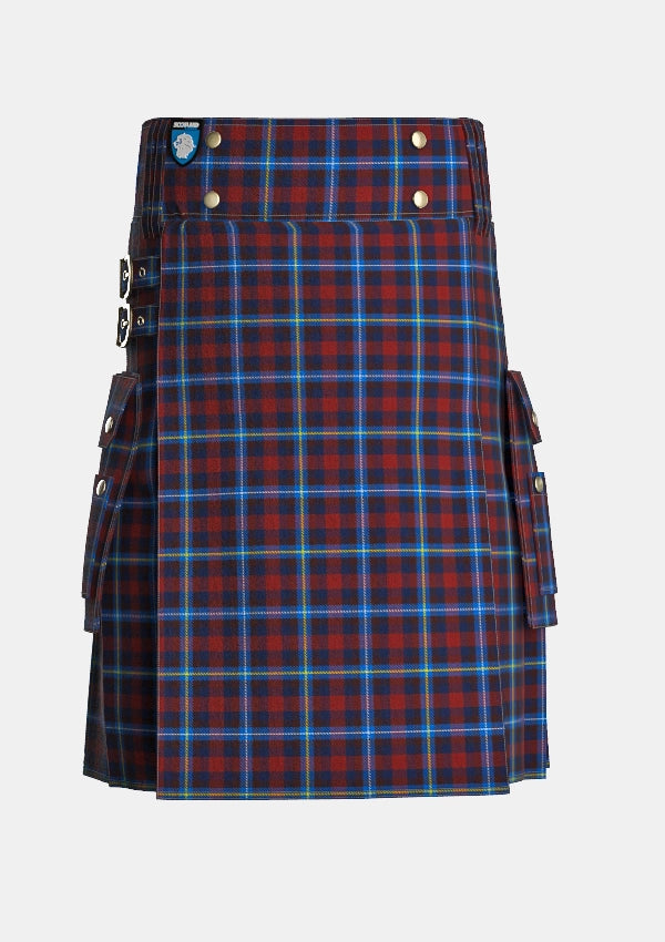 Utility_Highland_Titles_Tartan_kilt_front_image_with_pleated_design_and_adjustable_buckles_for_men