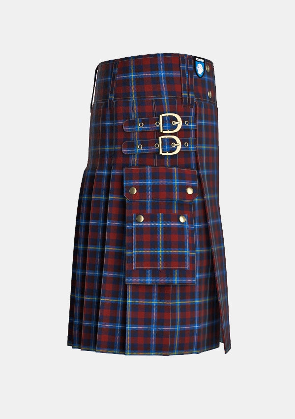 Utility_Highland_Titles_Tartan_kilt_right_image_with_pleated_design_and_adjustable_buckles_for_men