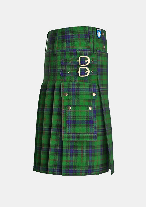 Utility_Hislop_Hunting_Tartan_3847_kilt_right_image_with_pleated_design_and_adjustable_buckles_for_men