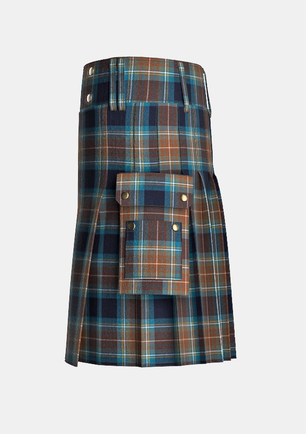 Utility_Holyrood_tartan_kilt_left_image_with_pleated_design_and_adjustable_buckles_for_men