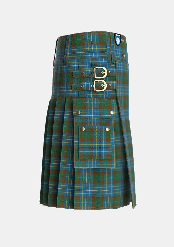 Utility_Hughes_Interconnection_Int_Tartan_6037_kilt_right_image_with_pleated_design_and_adjustable_buckles_for_men