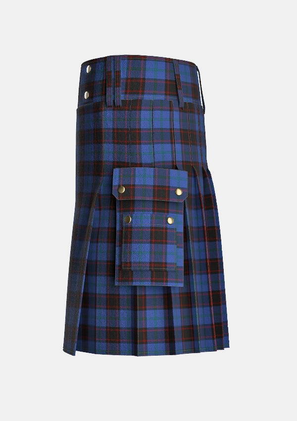 Utility_Hume_tartan_127_kilt_left_image_with_pleated_design_and_adjustable_buckles_for_men
