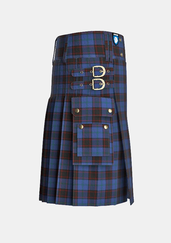 Utility_Hume_tartan_127_kilt_right_image_with_pleated_design_and_adjustable_buckles_for_men