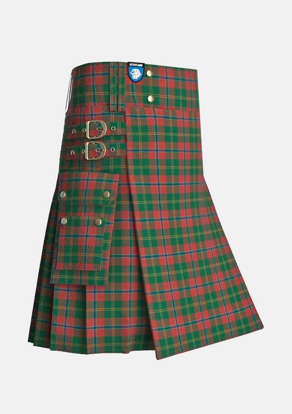 Utility_Hutcheson_Tartan_3808_kilt_side_image_with_pleated_design_and_adjustable_buckles_for_men
