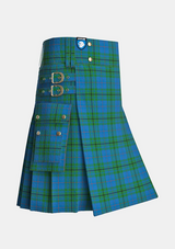 Utility_Hutton_Ancient_Tartan_kilt_side_image_with_pleated_design_and_adjustable_buckles_for_men