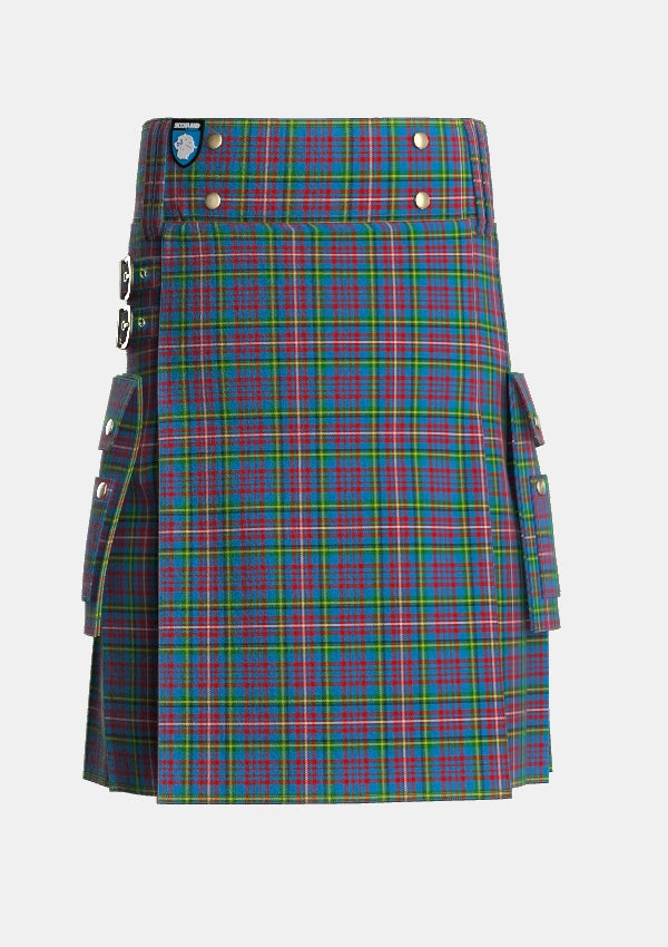 Utility_Hyndman_Tartan_2134_kilt_front_image_with_pleated_design_and_adjustable_buckles_for_men