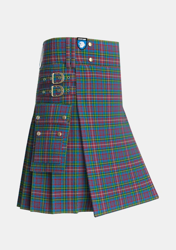 Utility_Hyndman_Tartan_2134_kilt_side_image_with_pleated_design_and_adjustable_buckles_for_men