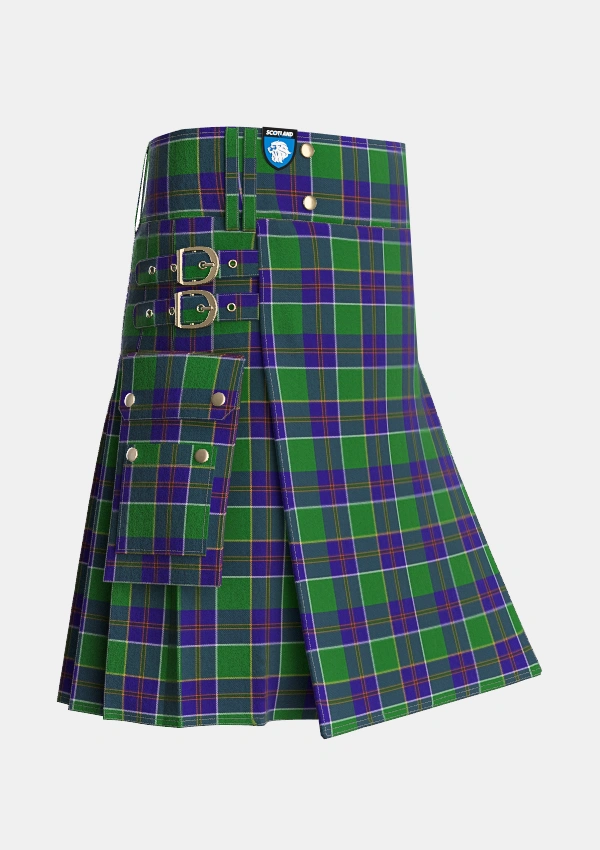 Utility_Inkster_Tartan_2310_kilt_side_image_with_pleated_design_and_adjustable_buckles_for_men