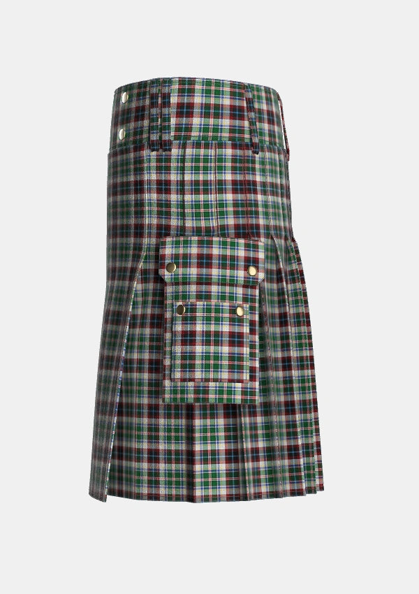 Utility_Innes_Dress_Tartan_360_kilt_left_image_with_pleated_design_and_adjustable_buckles_for_men