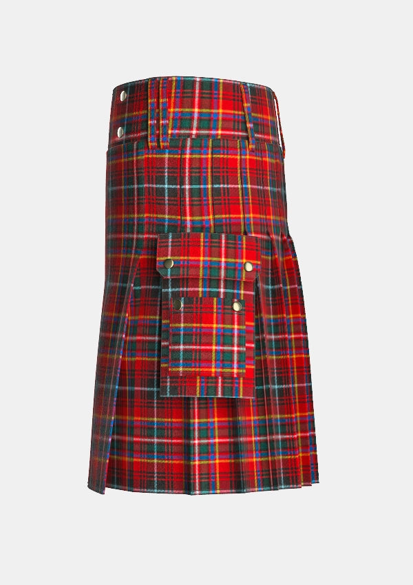Utility_Innes_tartan_3387_kilt_left_image_with_pleated_design_and_adjustable_buckles_for_men