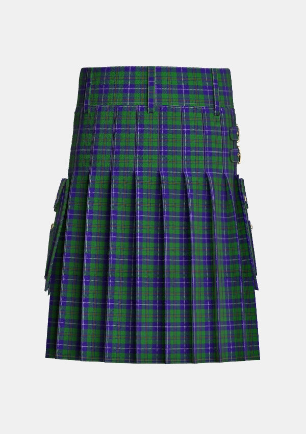 Utility_Irving_of_Bonshaw_Tower_Tartan_2490_kilt_back_image_with_pleated_design_and_adjustable_buckles_for_men