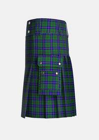 Utility_Irving_of_Bonshaw_Tower_Tartan_2490_kilt_left_image_with_pleated_design_and_adjustable_buckles_for_men