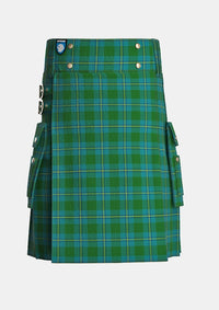 Utility_Irving_of_Bonshaw_tartan_2609_kilt_front_image_with_pleated_design_and_adjustable_buckles_for_men