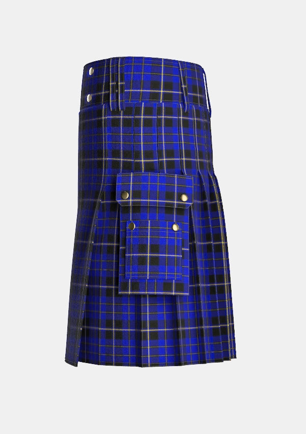 Utility_Island_of_Barbados_Tartan_12888_kilt_left_image_with_pleated_design_and_adjustable_buckles_for_men