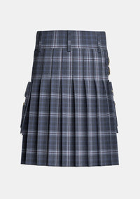 Utility_Islay_Mist_tartan_12611_kilt_back_image_with_pleated_design_and_adjustable_buckles_for_men