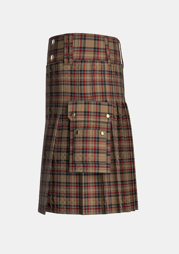 Utility_Islay_Tartan_5280_kilt_left_image_with_pleated_design_and_adjustable_buckles_for_men
