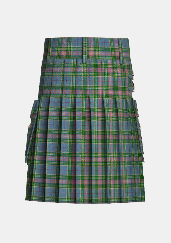 Utility_Isle_of_Man_Tartan_3832_kilt_back_image_with_pleated_design_and_adjustable_buckles_for_men