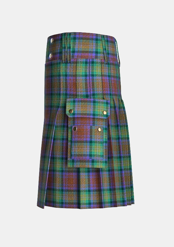 Utility_Isle_of_Skye_tartan_2155_kilt_left_image_with_pleated_design_and_adjustable_buckles_for_men