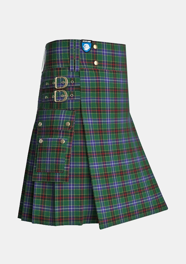 Utility_James_Tartan_2456_kilt_side_image_with_pleated_design_and_adjustable_buckles_for_men