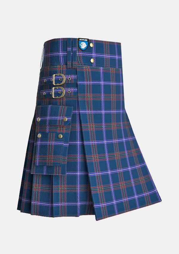 Utility_Jewish_Tartan_7615_kilt_side_image_with_pleated_design_and_adjustable_buckles_for_men