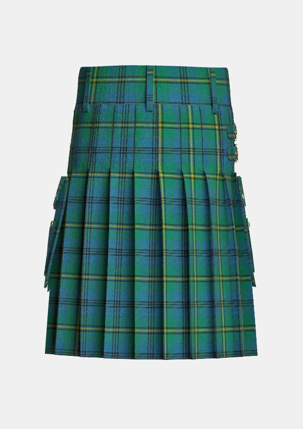 Utility_Johnston_tartan_kilt_back_image_with_pleated_design_and_adjustable_buckles_for_men