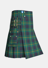 Utility_Johnstone_tartan_kilt_side_image_with_pleated_design_and_adjustable_buckles_for_men