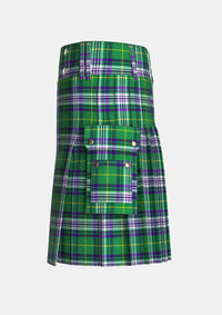 Utility_Jones_Welsh_Tartan_kilt_left_image_with_pleated_design_and_adjustable_buckles_for_men