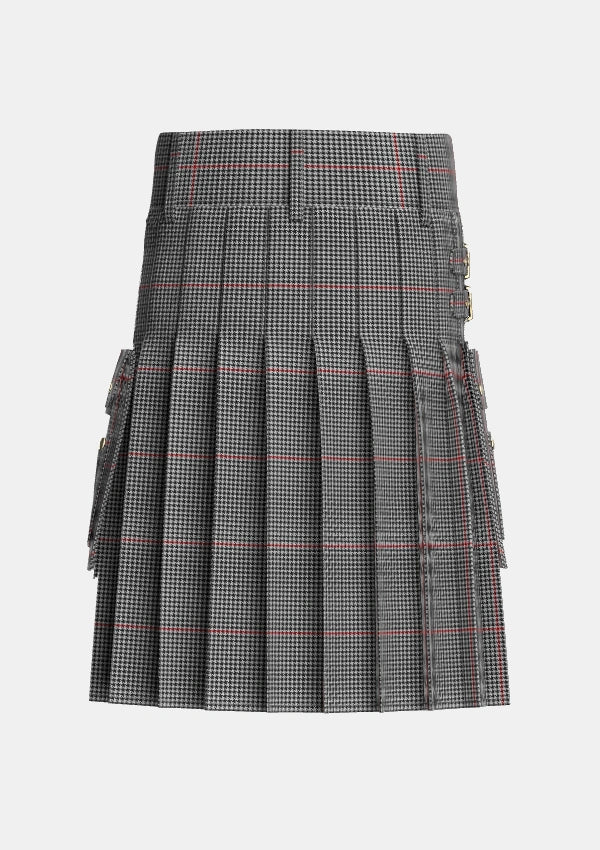 Utility_Kerr_Shepherds_Plaid_Tartan_3936_kilt_back_image_with_pleated_design_and_adjustable_buckles_for_men