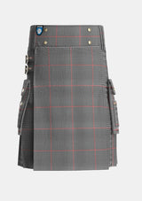Utility_Kerr_Shepherds_Plaid_Tartan_3936_kilt_front_image_with_pleated_design_and_adjustable_buckles_for_men