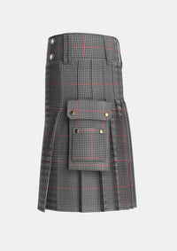 Utility_Kerr_Shepherds_Plaid_Tartan_3936_kilt_left_image_with_pleated_design_and_adjustable_buckles_for_men