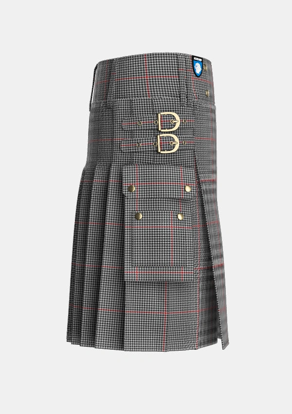Utility_Kerr_Shepherds_Plaid_Tartan_3936_kilt_right_image_with_pleated_design_and_adjustable_buckles_for_men