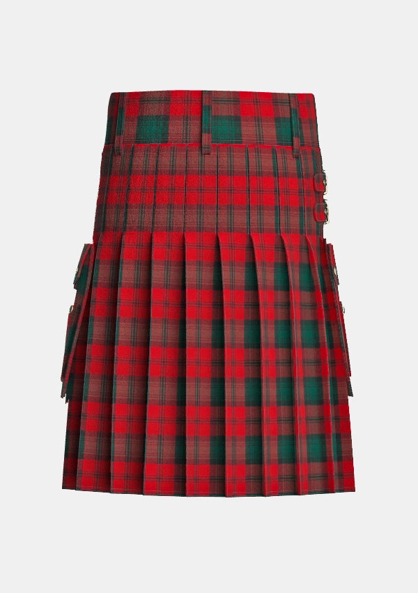 Utility_Kerr_tartan_kilt_back_image_with_pleated_design_and_adjustable_buckles_for_men