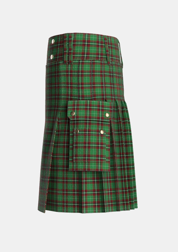 Utility_Kiernan_Tartan_1800_kilt_left_image_with_pleated_design_and_adjustable_buckles_for_men