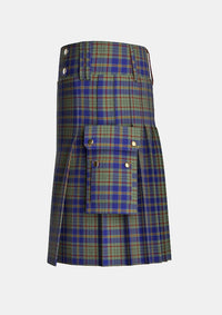 Utility_Kildare_County_Tartan_2262_kilt_left_image_with_pleated_design_and_adjustable_buckles_for_men