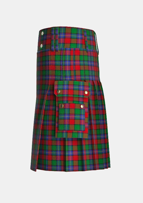 Utility_Kilgour_tartan_1979_kilt_left_image_with_pleated_design_and_adjustable_buckles_for_men