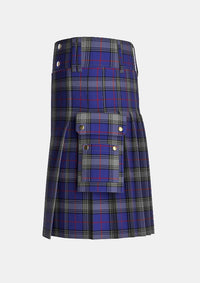 Utility_Kinnaird_Tartan_2242_kilt_left_image_with_pleated_design_and_adjustable_buckles_for_men