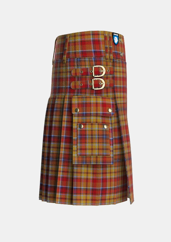 Utility_Kinross_2_Tartan_4179_kilt_right_image_with_pleated_design_and_adjustable_buckles_for_men