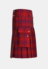 Utility_Kyle_Blue_Tartan_3616_kilt_left_image_with_pleated_design_and_adjustable_buckles_for_men