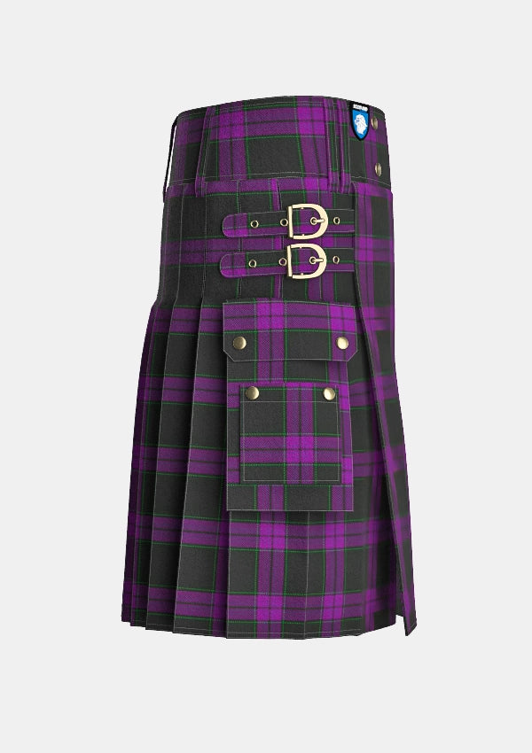 Utility_Laird_Tartan_7856_kilt_right_image_with_pleated_design_and_adjustable_buckles_for_men