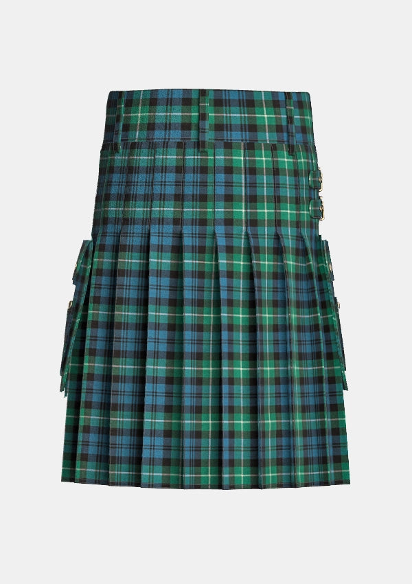 Utility_Lamont_tartan_kilt_back_image_with_pleated_design_and_adjustable_buckles_for_men