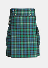 Utility_Lamont_tartan_kilt_front_image_with_pleated_design_and_adjustable_buckles_for_men