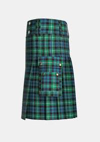 Utility_Lamont_tartan_kilt_left_image_with_pleated_design_and_adjustable_buckles_for_men