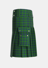 Utility_Lauder_Family_Tartan_709_kilt_left_image_with_pleated_design_and_adjustable_buckles_for_men